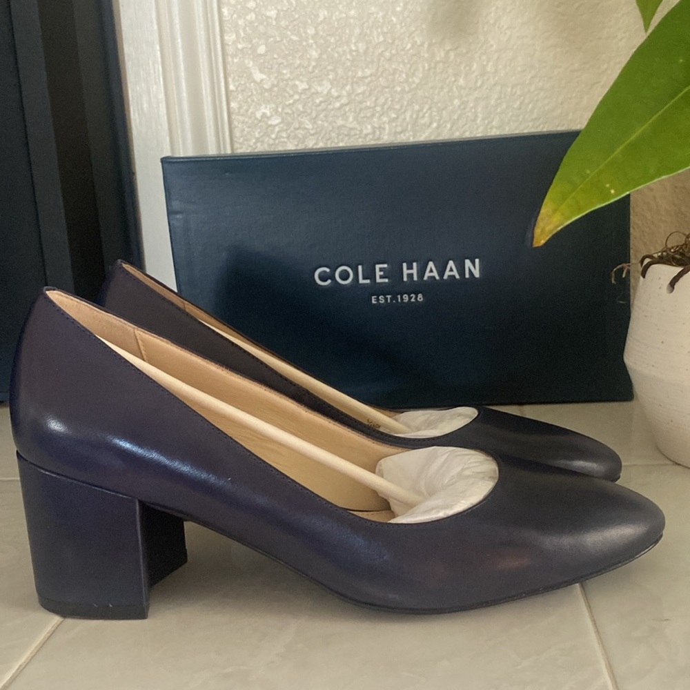 New Cole Haan Eliree Pump in Marine Blue Smth Leather